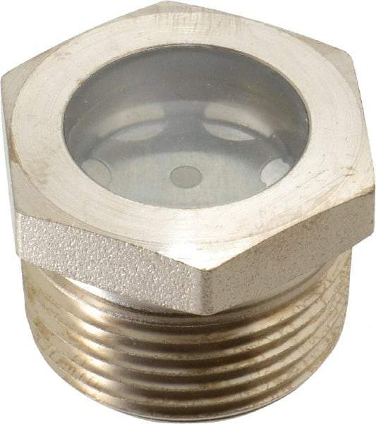 LDI Industries - 15/16" Sight Diam, 1" Thread, 1.06" OAL, High Pressure Fused Pipe Thread with Reflector Sight Glass & Flow Sight - 1-3/8" Head, 1,250 Max psi, 1 to 11-1/2 Thread - Benchmark Tooling