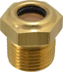 LDI Industries - 7/16" Sight Diam, 3/8" Thread, 0.88" OAL, Low Pressure Pipe Thread Lube Sight, Open View Sight Glass & Flow Sight - 3/4" Head, 30 Max psi, 3/8-18 Thread - Benchmark Tooling