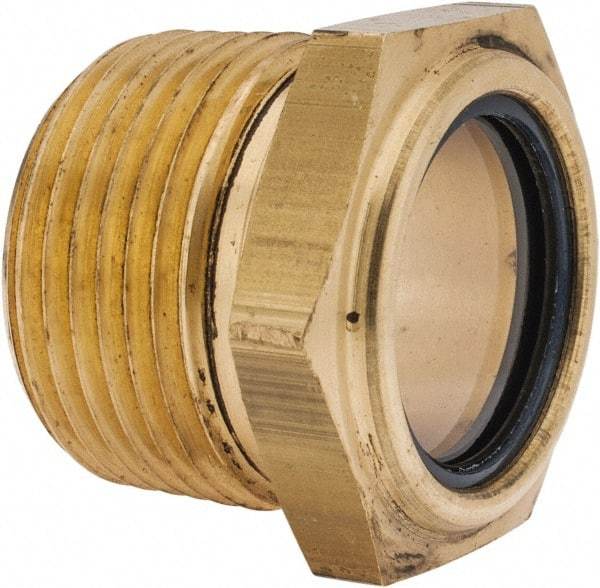 LDI Industries - 31/32" Sight Diam, 1" Thread, 1.19" OAL, Low Pressure Pipe Thread Lube Sight, Open View Sight Glass & Flow Sight - 1-7/16" Head, 7 Max psi, 1 to 11-1/2 Thread - Benchmark Tooling