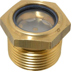 LDI Industries - 31/32" Sight Diam, 1" Thread, 1.19" OAL, Low Pressure Pipe Thread Lube Sight with Reflector Sight Glass & Flow Sight - 1-7/16" Head, 7 Max psi, 1 to 11-1/2 Thread - Benchmark Tooling