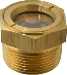 LDI Industries - 1-1/8" Sight Diam, 1-1/4" Thread, 1.44" OAL, Low Pressure Pipe Thread Lube Sight with Reflector Sight Glass & Flow Sight - 1-3/4" Head, 5 Max psi, 1-1/4 to 11-1/2 Thread - Benchmark Tooling