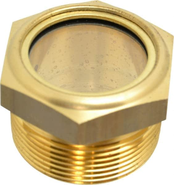 LDI Industries - 1-3/8" Sight Diam, 1-1/2" Thread, 1-1/2" OAL, Low Pressure Pipe Thread Lube Sight, Open View Sight Glass & Flow Sight - 2" Head, 2 Max psi, 1-1/2 to 11-1/2 Thread - Benchmark Tooling