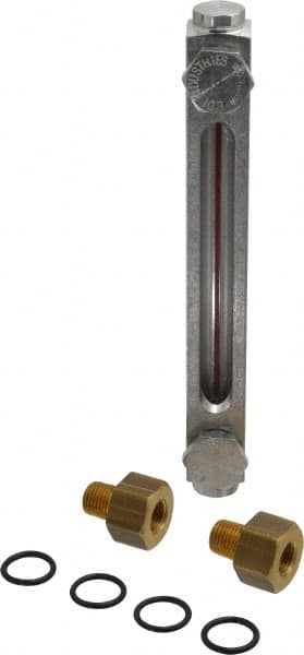 LDI Industries - 1/4-18 Thread, 4-1/2 Inch Sight Length, 290 Max psi, Closed Circuit Liquid Level Sight Gauge with Pipe Adapter - 6 Inch Length to Center of Base, 7-5/8 Inch Overall Length, Buna-N Seal - Benchmark Tooling