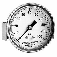 Ashcroft - 3-1/2" Dial, 1/4 Thread, 0-15 Scale Range, Pressure Gauge - Center Back Connection Mount - Benchmark Tooling