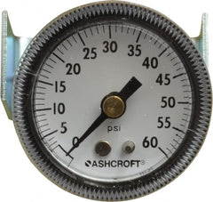 Ashcroft - 1-1/2" Dial, 1/8 Thread, 0-60 Scale Range, Pressure Gauge - Center Back Connection Mount - Benchmark Tooling