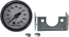 Ashcroft - 1-1/2" Dial, 1/8 Thread, 0-100 Scale Range, Pressure Gauge - Center Back Connection Mount - Benchmark Tooling