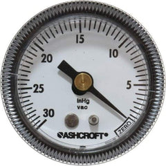 Ashcroft - 1-1/2" Dial, 1/8 Thread, 30-0 Scale Range, Pressure Gauge - Center Back Connection Mount - Benchmark Tooling