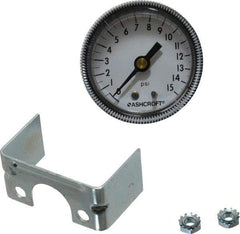 Ashcroft - 2" Dial, 1/4 Thread, 0-15 Scale Range, Pressure Gauge - Center Back Connection Mount - Benchmark Tooling