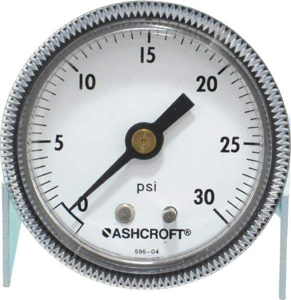 Ashcroft - 2" Dial, 1/4 Thread, 0-30 Scale Range, Pressure Gauge - Center Back Connection Mount - Benchmark Tooling