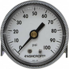 Ashcroft - 2" Dial, 1/4 Thread, 0-100 Scale Range, Pressure Gauge - Center Back Connection Mount - Benchmark Tooling