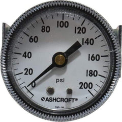 Ashcroft - 2" Dial, 1/4 Thread, 0-200 Scale Range, Pressure Gauge - Center Back Connection Mount - Benchmark Tooling