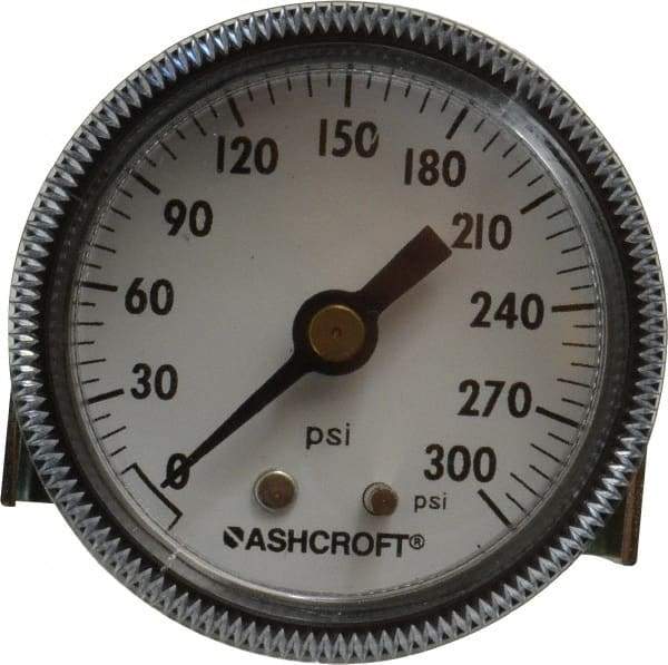 Ashcroft - 2" Dial, 1/4 Thread, 0-300 Scale Range, Pressure Gauge - Center Back Connection Mount - Benchmark Tooling