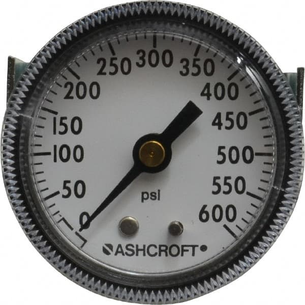 Ashcroft - 2" Dial, 1/4 Thread, 0-600 Scale Range, Pressure Gauge - Center Back Connection Mount - Benchmark Tooling