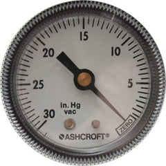 Ashcroft - 2" Dial, 1/4 Thread, 30-0 Scale Range, Pressure Gauge - Center Back Connection Mount - Benchmark Tooling