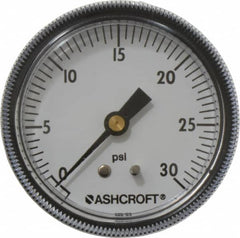 Ashcroft - 2-1/2" Dial, 1/4 Thread, 0-30 Scale Range, Pressure Gauge - Center Back Connection Mount - Benchmark Tooling