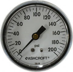 Ashcroft - 2-1/2" Dial, 1/4 Thread, 0-200 Scale Range, Pressure Gauge - Center Back Connection Mount - Benchmark Tooling