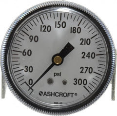 Ashcroft - 2-1/2" Dial, 1/4 Thread, 0-300 Scale Range, Pressure Gauge - Center Back Connection Mount - Benchmark Tooling