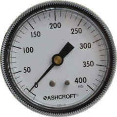 Ashcroft - 2-1/2" Dial, 1/4 Thread, 0-400 Scale Range, Pressure Gauge - Center Back Connection Mount - Benchmark Tooling