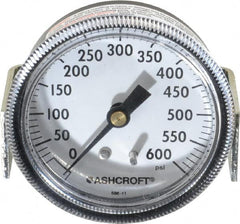 Ashcroft - 2-1/2" Dial, 1/4 Thread, 0-600 Scale Range, Pressure Gauge - Center Back Connection Mount - Benchmark Tooling