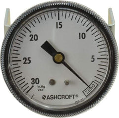 Ashcroft - 2-1/2" Dial, 1/4 Thread, 30-0 Scale Range, Pressure Gauge - Center Back Connection Mount - Benchmark Tooling