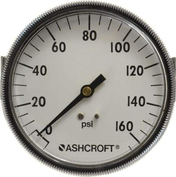 Ashcroft - 3-1/2" Dial, 1/4 Thread, 0-160 Scale Range, Pressure Gauge - Center Back Connection Mount - Benchmark Tooling