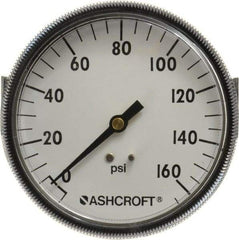 Ashcroft - 3-1/2" Dial, 1/4 Thread, 0-160 Scale Range, Pressure Gauge - Center Back Connection Mount - Benchmark Tooling