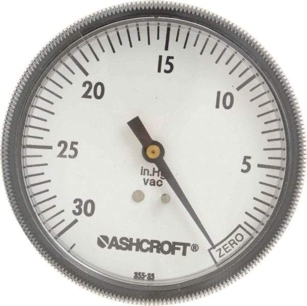 Ashcroft - 3-1/2" Dial, 1/4 Thread, 30-0 Scale Range, Pressure Gauge - Center Back Connection Mount - Benchmark Tooling