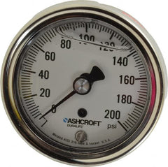 Ashcroft - 2-1/2" Dial, 1/4 Thread, 0-200 Scale Range, Pressure Gauge - Center Back Connection Mount, Accurate to 1% of Scale - Benchmark Tooling