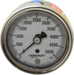 Ashcroft - 2-1/2" Dial, 1/4 Thread, 0-5,000 Scale Range, Pressure Gauge - Center Back Connection Mount, Accurate to 1% of Scale - Benchmark Tooling