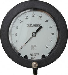 Ashcroft - 6" Dial, 1/4 Thread, 0-60 Scale Range, Pressure Gauge - Lower Connection Mount, Accurate to 0.25% of Scale - Benchmark Tooling