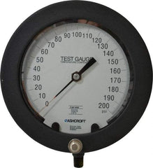 Ashcroft - 6" Dial, 1/4 Thread, 0-200 Scale Range, Pressure Gauge - Lower Connection Mount, Accurate to 0.25% of Scale - Benchmark Tooling