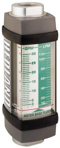 Hedland - 1/2" NPTF Port Water-Based Liquid Flowmeter - 3000 Max psi, 0.5 to 5 GPM, Anodized Aluminum - Benchmark Tooling