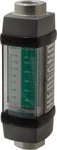 Hedland - 1/2" NPTF Port Water-Based Liquid Flowmeter - 3000 Max psi, 1 to 15 GPM, Anodized Aluminum - Benchmark Tooling