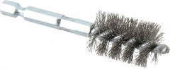 Schaefer Brush - 5/8 Inch Inside Diameter, 13/16 Inch Actual Brush Diameter, Carbon Steel, Power Fitting and Cleaning Brush - 1/4 Shank Diameter, 3-1/8 Inch Long, Hex Shaft Stem, 3/4 Inch Refrigeration Outside Diameter - Benchmark Tooling