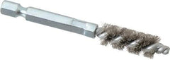 Schaefer Brush - 1/4 Inch Inside Diameter, 7/16 Inch Actual Brush Diameter, Stainless Steel, Power Fitting and Cleaning Brush - 1/4 Shank Diameter, 3-1/8 Inch Long, Hex Shaft Stem, 3/8 Inch Refrigeration Outside Diameter - Benchmark Tooling