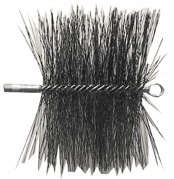 Schaefer Brush - 8" Square, Dense Steel Wire Chimney Brush - 1/4" NPSM Male Connection - Benchmark Tooling