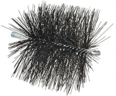 Schaefer Brush - 6", Square, Tempered Steel Wire Chimney Brush - 1/4" NPSM Male Connection - Benchmark Tooling