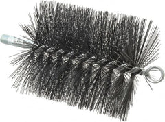 Schaefer Brush - 5" Diam Round, Tempered Steel Wire Chimney Brush - 1/4" NPSM Male Connection - Benchmark Tooling