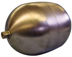 Made in USA - 4" Diam x 7" Long, Oblong, Hex Spud Connection, Metal Float - 1/4-20 Thread, Stainless Steel, 150 Max psi, 19 Gauge - Benchmark Tooling