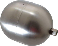 Made in USA - 4" Diam x 5" Long, Oblong, Hex Spud Connection, Metal Float - 1/4-20 Thread, Stainless Steel, 200 Max psi, 25 Gauge - Benchmark Tooling