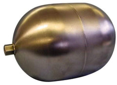 Made in USA - 6" Diam x 10" Long, Oblong, Hex Spud Connection, Metal Float - 3/8-16 Thread, Stainless Steel, 150 Max psi, 19 Gauge - Benchmark Tooling