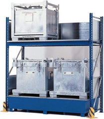 Denios - 385 Gal Sump Capacity, Steel IBC Tote Rack - 126" Long x 54" Wide x 120" High, 10,000 Lb Capacity, 4 Totes - Benchmark Tooling