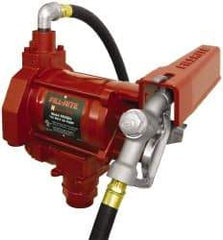 Tuthill - 20 GPM, 3/4" Hose Diam, AC Tank Pump with Manual Nozzle - 1-1/4" Inlet, 3/4" Outlet, 115 Volts, 12' Hose Length, 1/3 hp - Benchmark Tooling