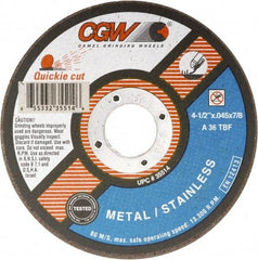 Camel Grinding Wheels - 7" 36 Grit Aluminum Oxide Cutoff Wheel - 1/16" Thick, 7/8" Arbor, 8,500 Max RPM - Benchmark Tooling