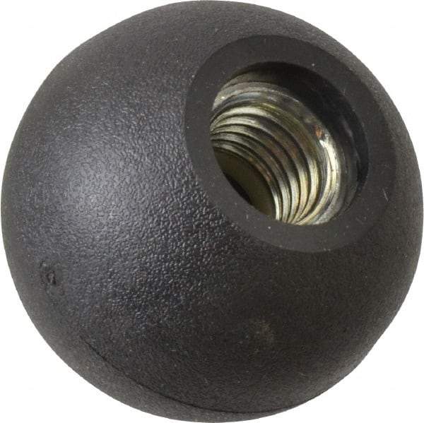 Gibraltar - 5/8-11 Thread, 1-7/8" Diam, 1-3/4" High, Female Insert Ball Knob - Black, Thermoplastic, Ball Grip, 0.55" Hole Depth - Benchmark Tooling