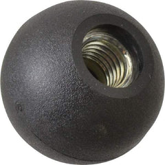 Gibraltar - 5/8-11 Thread, 1-7/8" Diam, 1-3/4" High, Female Insert Ball Knob - Black, Thermoplastic, Ball Grip, 0.55" Hole Depth - Benchmark Tooling