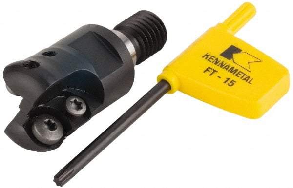 Kennametal - 25.4mm Cutting Diam, 1" Max Depth of Cut, Modular Connection Indexable Copy End Mill - 2 Inserts, RDHX 12T3M0S Insert, KDM Toolholder - Benchmark Tooling