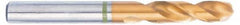 Accupro - 3/8" 130° Spiral Flute Cobalt Screw Machine Drill Bit - TiN Finish, Right Hand Cut, 43mm Flute Length, 89mm OAL, Split Point, Straight Shank - Benchmark Tooling