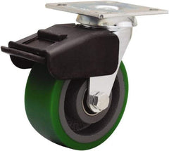 Hamilton - 5" Diam x 2" Wide x 6-1/2" OAH Top Plate Mount Swivel Caster - Polyurethane Mold onto Cast Iron Center, 850 Lb Capacity, Precision Ball Bearing, 4 x 4-1/2" Plate - Benchmark Tooling