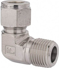 Parker - 1/2" OD, Stainless Steel Male Elbow - 7/8" Hex, Comp x MNPT Ends - Benchmark Tooling